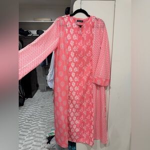 SHEIN Coral and White Floral Dress Nantucket or Geisha vibes great quality